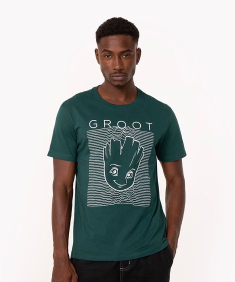 camiseta de algodão groot manga curta verde