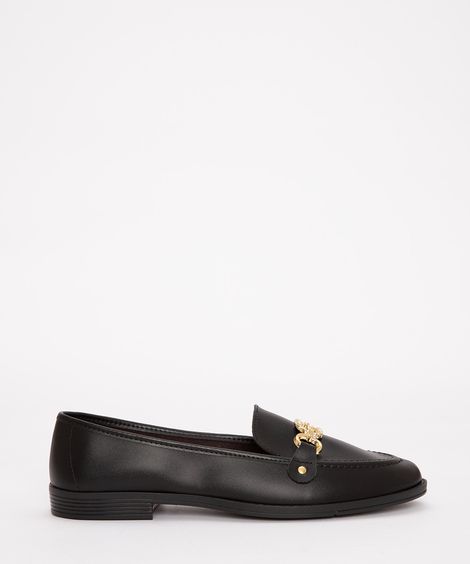 mocassim com fivela moleca preto
