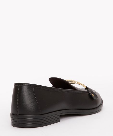 mocassim com fivela moleca preto