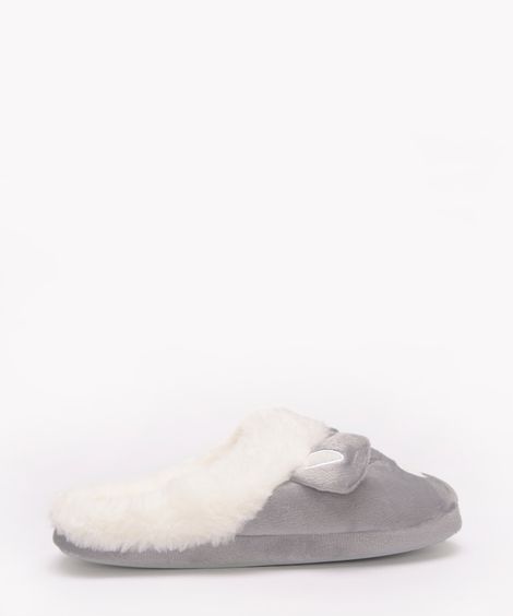 pantufa de pelúcia coelho cinza