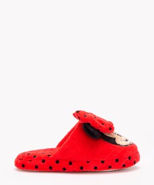 pantufa infantil chinelo minnie mouse vermelho