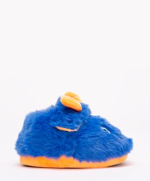 pantufa infantil de pelúcia monstro azul