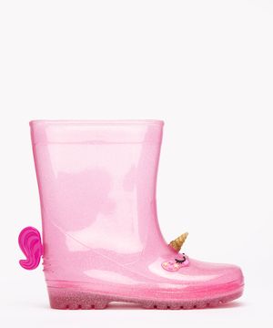 galocha infantil com glitter unicórnio palomino rosa