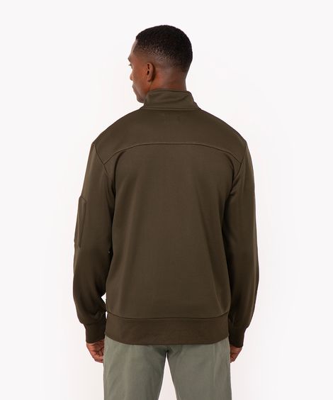 jaqueta de moletom slim gola alta verde militar