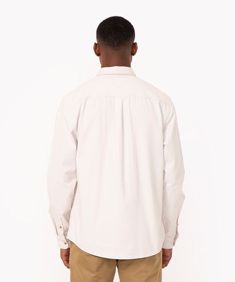 camisa de algodão comfort manga longa bege claro