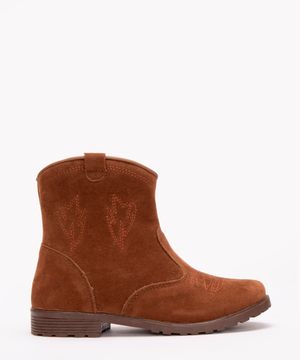 bota infantil western de suede cano curto marrom