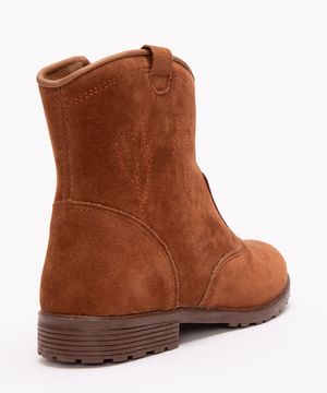 bota infantil western de suede cano curto marrom