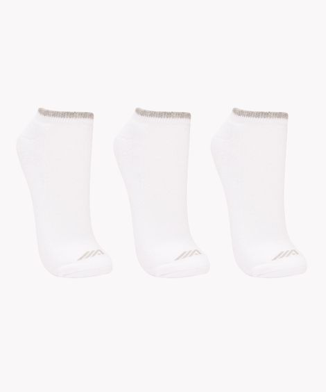 kit de três meias cano baixo esportivo branco
