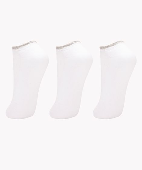 kit de três meias cano baixo esportivo branco