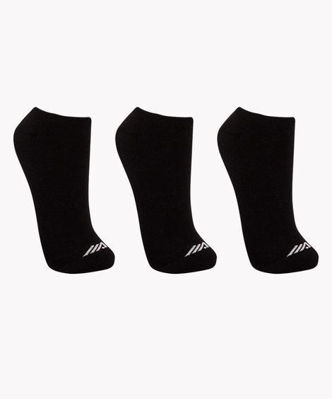 kit de três meias cano baixo esportivo preto