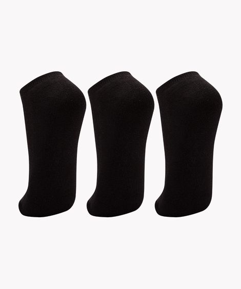 kit de três meias cano baixo esportivo preto