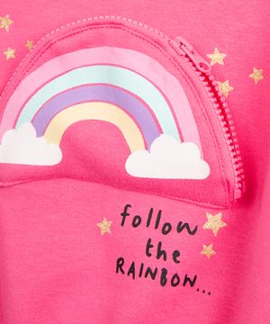 blusa infantil de moletom manga longa arco íris pink