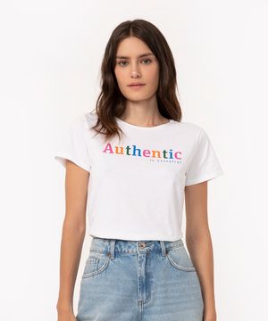 camiseta de algodão authentic manga curta off white