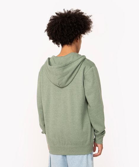 jaqueta de moletom com capuz e bolso verde militar
