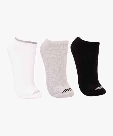 kit de três meias cano baixo esportivo multicor