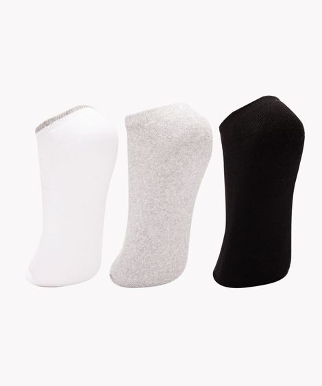 kit de três meias cano baixo esportivo multicor