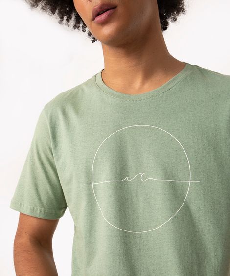 camiseta de algodão onda manga curta verde