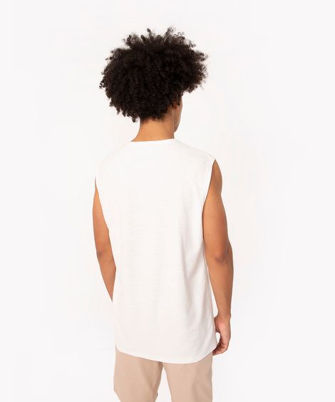 regata machão de moletinho com bolso gola redonda off white