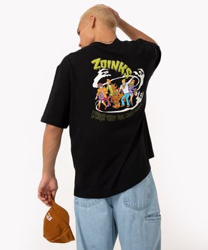 camiseta de algodão manga curta oversized scooby doo preto