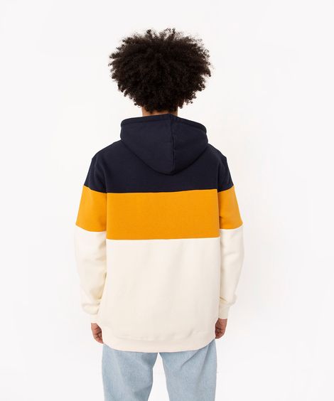 blusa de moletom com recortes e capuz amarelo