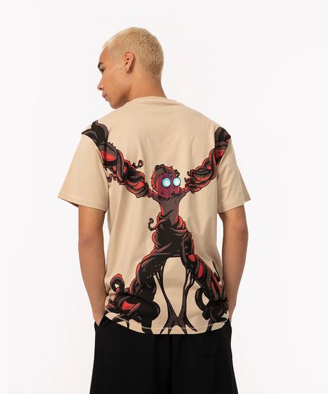 camiseta de algodão manga curta rick and morty bege