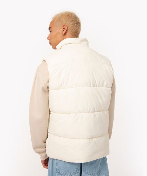 colete puffer com bolsos off white