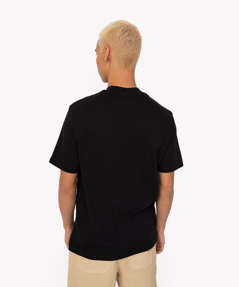 camiseta de algodão gola alta manga curta preto