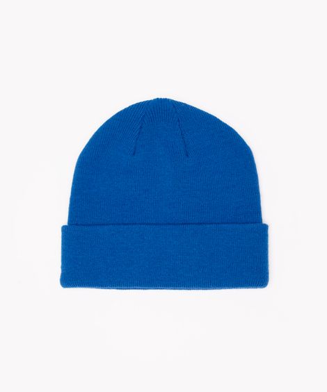 gorro de tricô com dobra azul