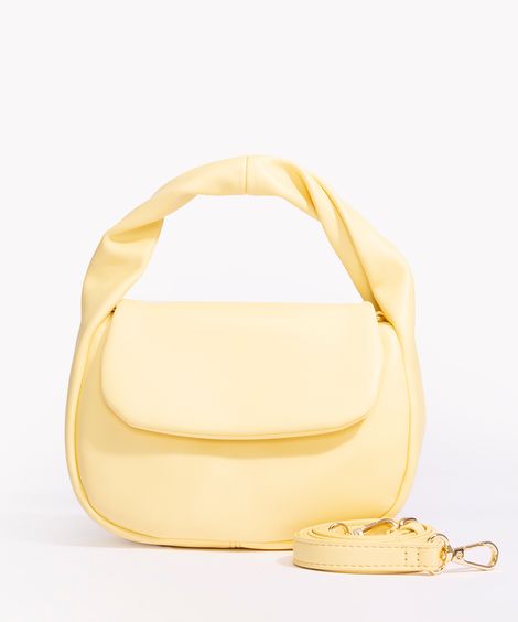 bolsa crossbody com alça torcida amarela