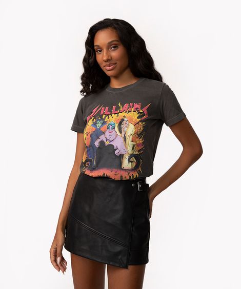 camiseta de algodão villains manga curta preta