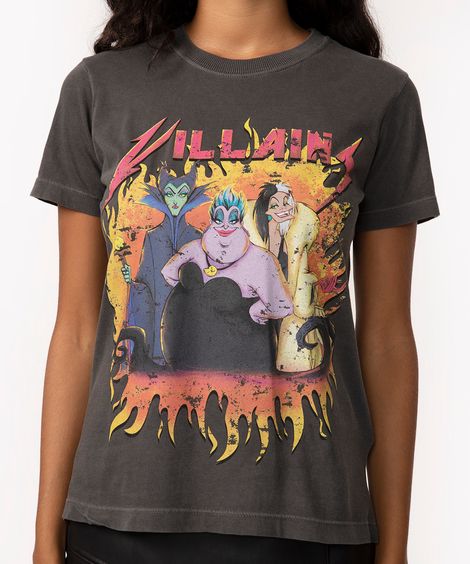 camiseta de algodão villains manga curta preta