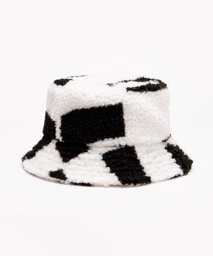 chapéu bucket sherpa animal print branco