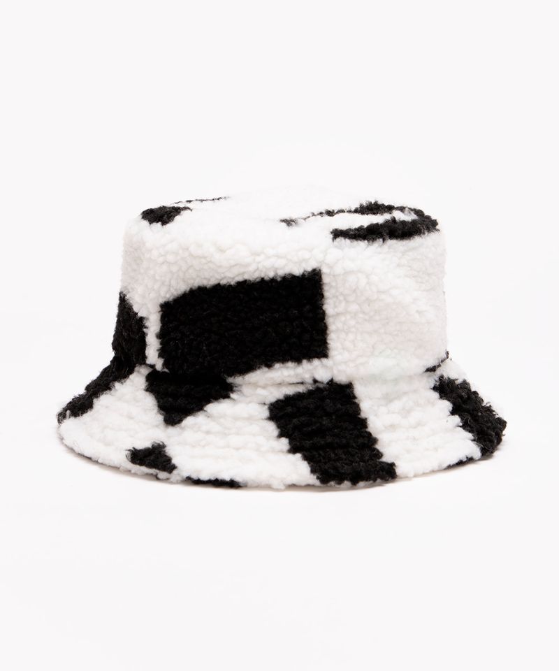 chapéu infantil dupla face animal print com sherpa branco - C&A