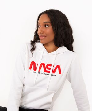 blusão de moletom com capuz nasa off white