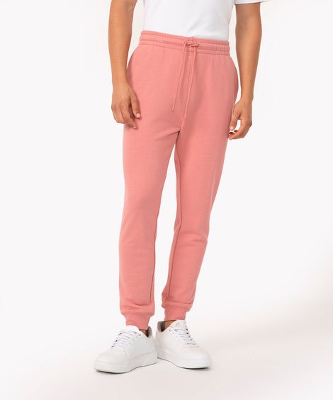 calça jogger de moletom básica com bolsos rosa