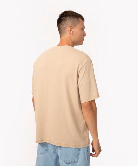 camiseta de algodão oversized manga curta bege