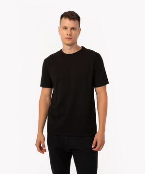 camiseta de algodão básica manga curta gola redonda preto