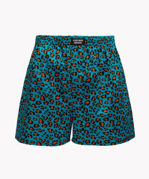 samba canção de algodão animal print azul médio