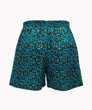 samba canção de algodão animal print azul médio