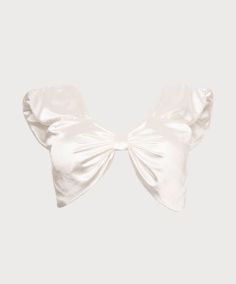 top cropped princesa acetinado plus size com ombreira mindset e robertita off white