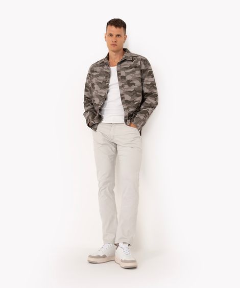 calça slim comfort masculina de sarja cinza