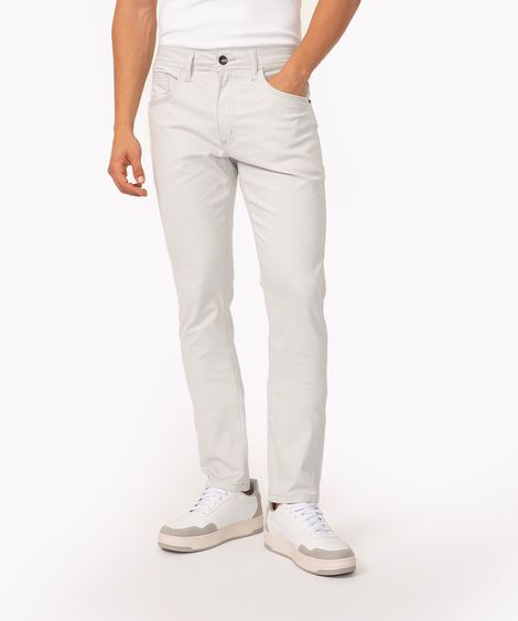 calça slim comfort masculina de sarja cinza