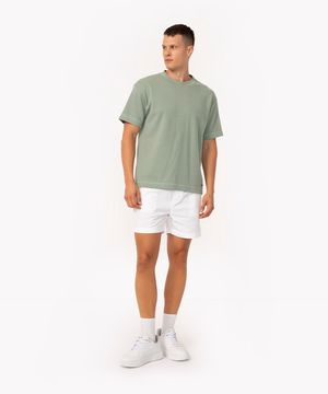 bermuda reta masculina de sarja com elástico branca