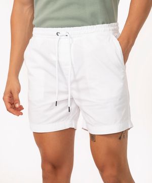 bermuda reta masculina de sarja com elástico branca