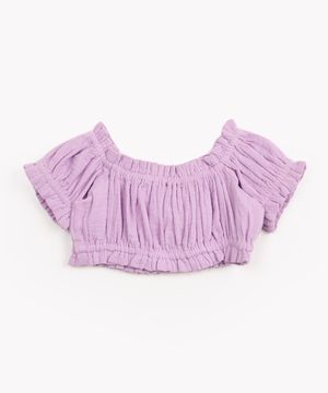 blusa infantil de algodão ciganinha cropped lilás