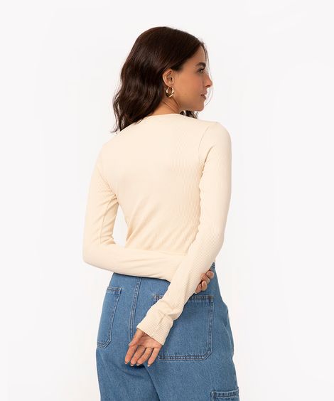 cropped de poliamida manga longa off white