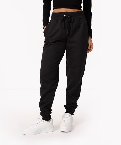 calça jogger básica de moletom preto