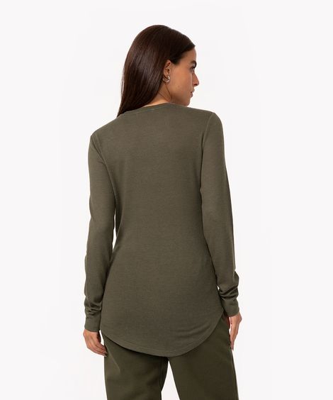 suéter básico de tricô decote redondo azul pastel - verde militar