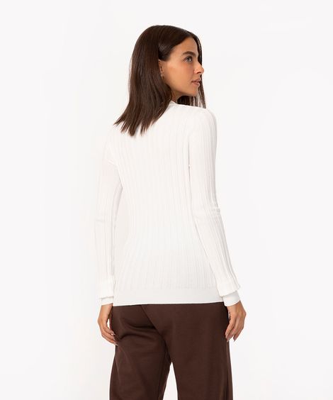 suéter de tricô canelado gola alta vermelho - off white