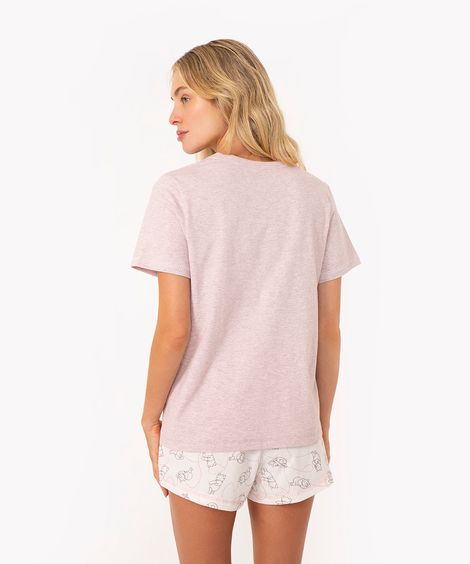 pijama curto de algodão ursinho pooh rosa